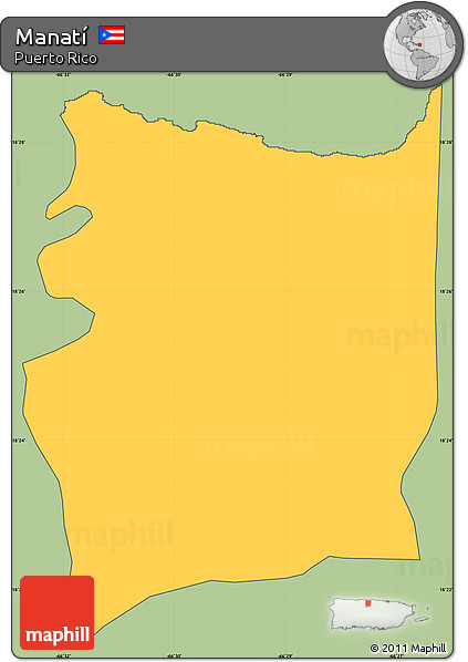 Savanna Style Simple Map of Manatí, cropped outside