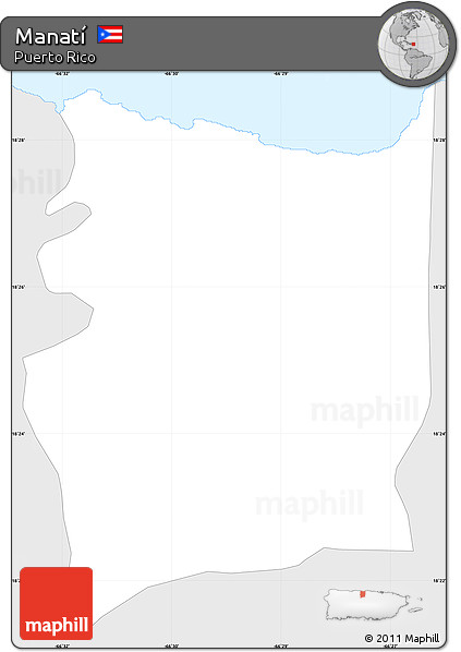 Silver Style Simple Map of Manatí, single color outside