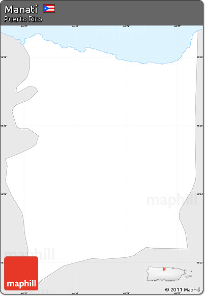 Silver Style Simple Map of Manatí, single color outside