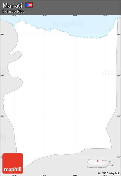 Silver Style Simple Map of Manatí, single color outside