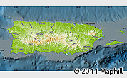 Physical Map of Puerto Rico, darken