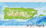 Physical Map of Puerto Rico, semi-desaturated, land only