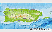 Physical Map of Puerto Rico, single color outside, bathymetry sea, shaded relief sea