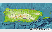 Physical Map of Puerto Rico, single color outside, satellite sea