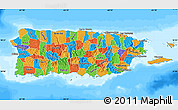 Political Map of Puerto Rico, semi-desaturated, land only