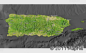Satellite Map of Puerto Rico, darken, desaturated