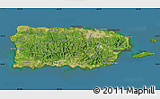 Satellite Map of Puerto Rico, darken, land only