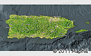 Satellite Map of Puerto Rico, darken, semi-desaturated