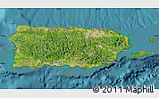 Satellite Map of Puerto Rico, shaded relief outside, satellite sea