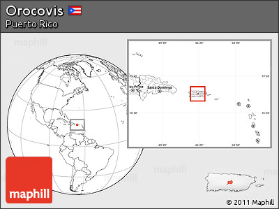 Blank Location Map of Orocovis, within the entire country