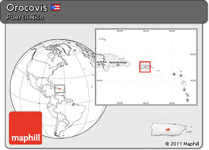 Blank Location Map of Orocovis, within the entire country