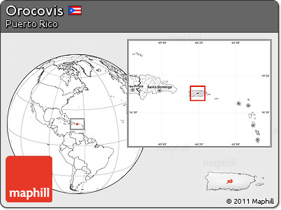 Blank Location Map of Orocovis, within the entire country