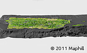 Satellite Panoramic Map of Puerto Rico, darken, desaturated