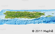 Satellite Panoramic Map of Puerto Rico, political outside