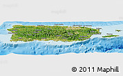 Satellite Panoramic Map of Puerto Rico, shaded relief outside