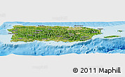 Satellite Panoramic Map of Puerto Rico, single color outside, shaded relief sea