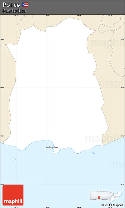 Classic Style Simple Map of Ponce