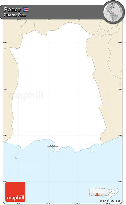 Classic Style Simple Map of Ponce