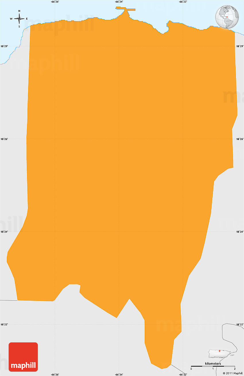 Political Simple Map of Vega Baja, single color outside, borders and labels