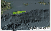 Satellite 3D Map of Vieques, darken, semi-desaturated