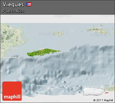 Satellite 3D Map of Vieques, lighten