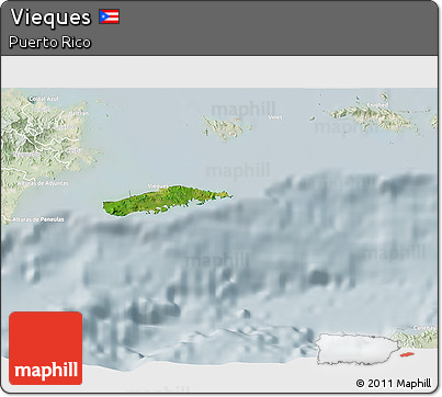 Satellite 3D Map of Vieques, lighten
