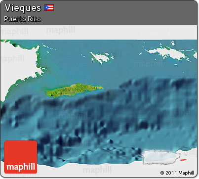 Satellite 3D Map of Vieques, single color outside