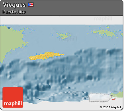 Savanna Style 3D Map of Vieques, single color outside