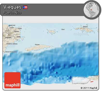 Shaded Relief 3D Map of Vieques
