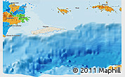 Shaded Relief 3D Map of Vieques, political outside
