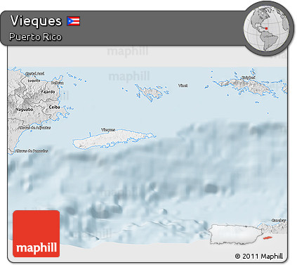 Silver Style 3D Map of Vieques