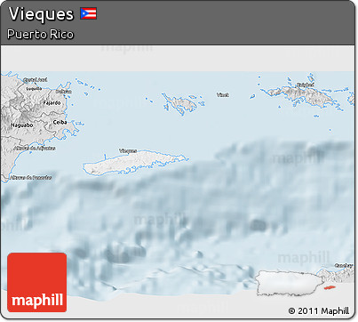 Silver Style 3D Map of Vieques