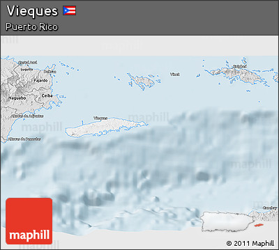 Silver Style 3D Map of Vieques