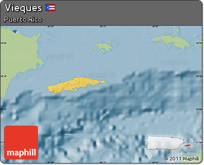 Savanna Style Map of Vieques, single color outside