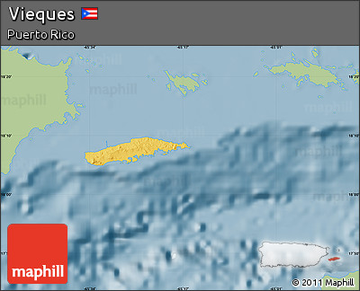 Savanna Style Map of Vieques, single color outside