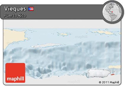 Classic Style Panoramic Map of Vieques, single color outside