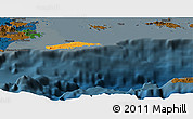 Political Panoramic Map of Vieques, darken