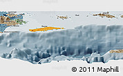 Political Panoramic Map of Vieques, semi-desaturated