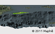 Satellite Panoramic Map of Vieques, darken, semi-desaturated