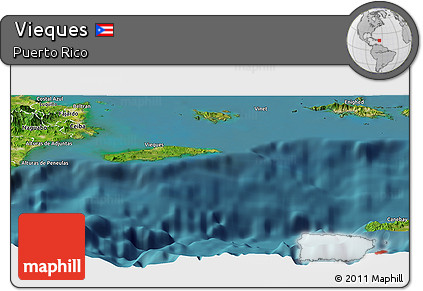 Satellite Panoramic Map of Vieques