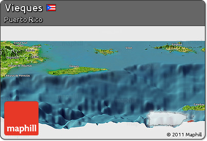 Satellite Panoramic Map of Vieques