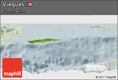 Satellite Panoramic Map of Vieques, lighten
