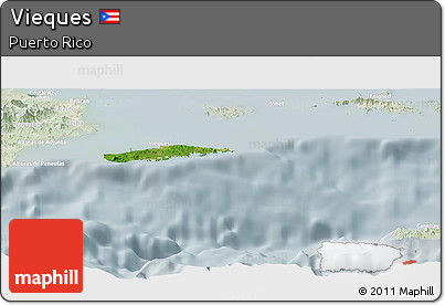 Satellite Panoramic Map of Vieques, lighten