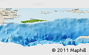 Satellite Panoramic Map of Vieques, shaded relief outside