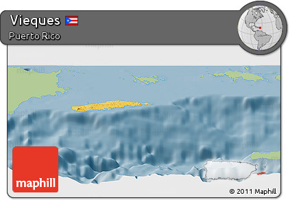 Savanna Style Panoramic Map of Vieques, single color outside