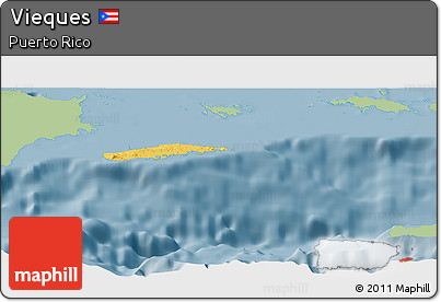 Savanna Style Panoramic Map of Vieques, single color outside