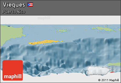 Savanna Style Panoramic Map of Vieques, single color outside