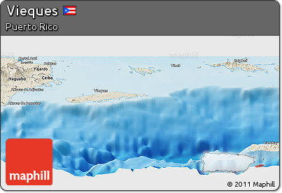 Shaded Relief Panoramic Map of Vieques