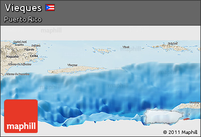 Shaded Relief Panoramic Map of Vieques