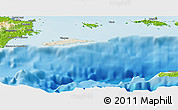 Shaded Relief Panoramic Map of Vieques, physical outside